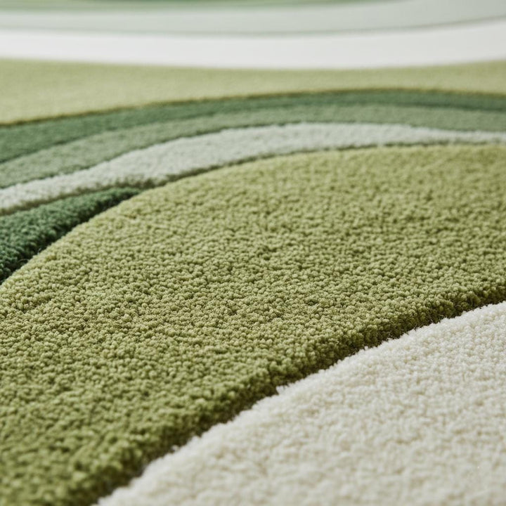 Translation missing: es.Hand-Tufted Moss Green Wave Rug: Organic Textured Carpet