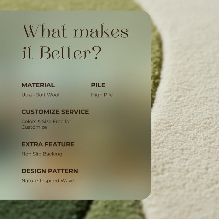 Translation missing: es.Hand-Tufted Moss Green Wave Rug: Organic Textured Carpet