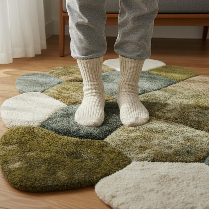 Translation missing: en.Hand-Tufted Pebble Rug: Organic Moss Shag, Biophilic Earth Tones Teppich