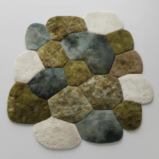 Translation missing: en.Hand-Tufted Pebble Rug: Organic Moss Shag, Biophilic Earth Tones Teppich