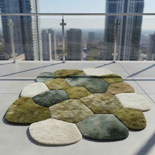 Translation missing: en.Hand-Tufted Pebble Rug: Organic Moss Shag, Biophilic Earth Tones Teppich