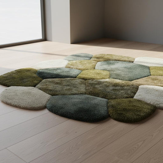 Translation missing: en.Hand-Tufted Pebble Rug: Organic Moss Shag, Biophilic Earth Tones Teppich