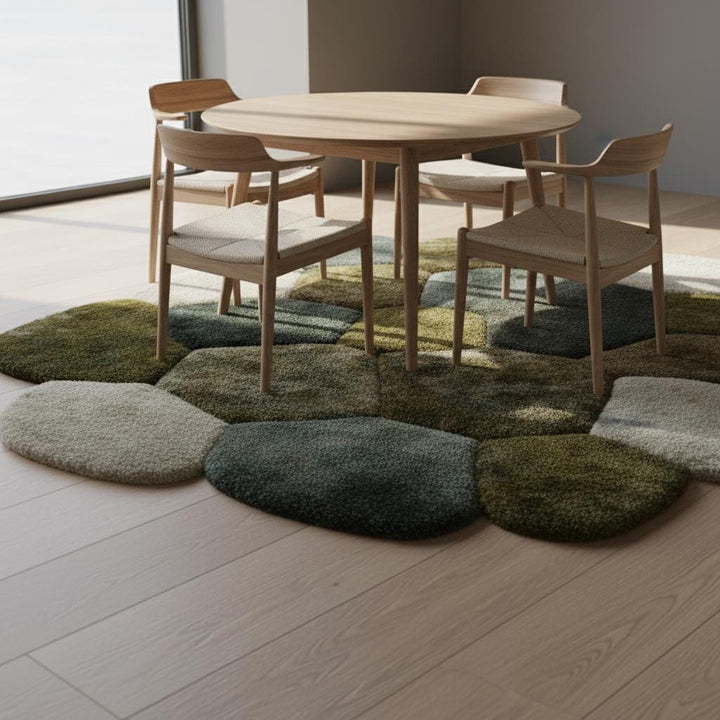 Translation missing: en.Hand-Tufted Pebble Rug: Organic Moss Shag, Biophilic Earth Tones Teppich