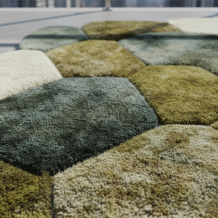 Translation missing: en.Hand-Tufted Pebble Rug: Organic Moss Shag, Biophilic Earth Tones Teppich