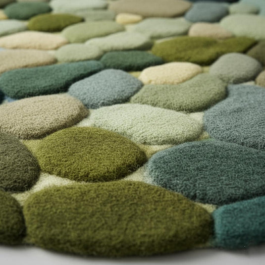 Translation missing: en.Hand Tufted Round Pebble Texture Rug • Green Teal Wool Accent Rug • Home Décor Modern Mid-Century Carpet Teppich • Handmade Area Rugs &amp; Rug