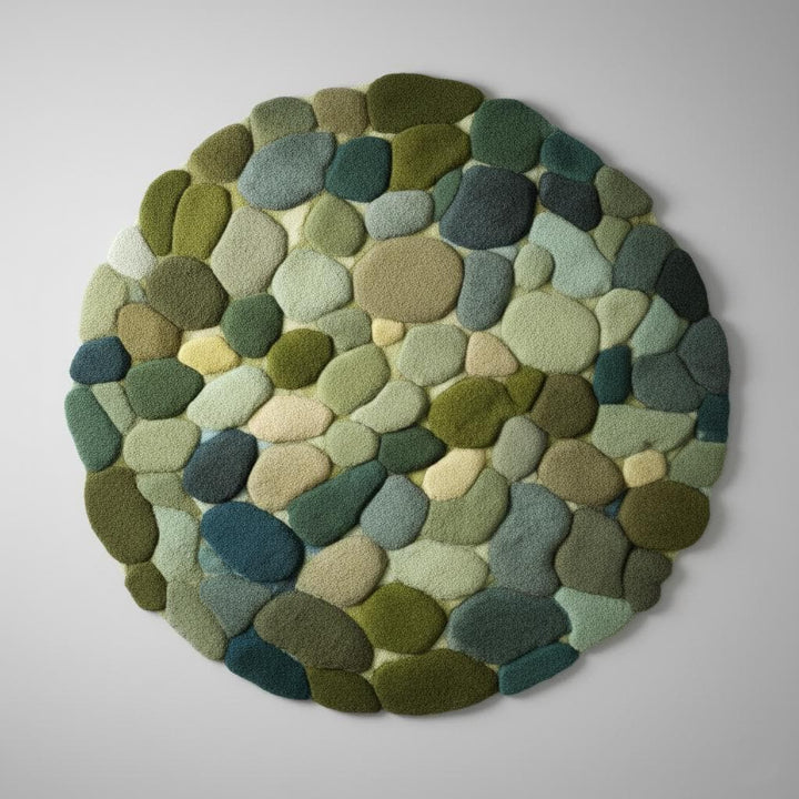 Translation missing: en.Hand Tufted Round Pebble Texture Rug • Green Teal Wool Accent Rug • Home Décor Modern Mid-Century Carpet Teppich • Handmade Area Rugs &amp; Rug