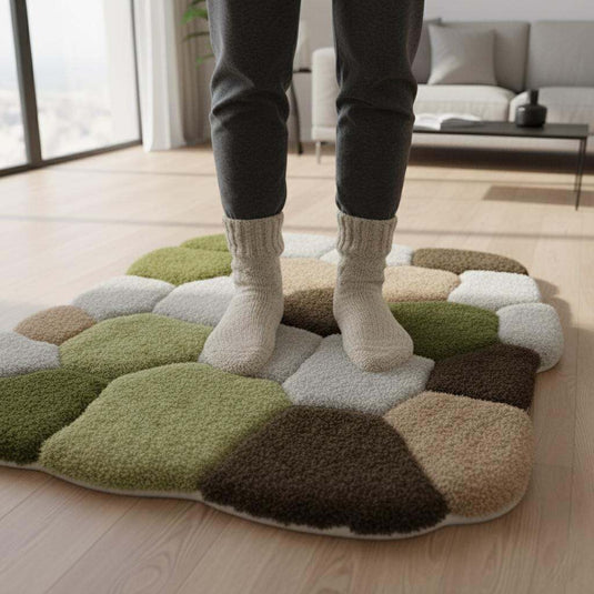 Translation missing: en.Hand-Tufted Wool Area Rug: Irregular Earth Tones Sculpted Carpet Teppich