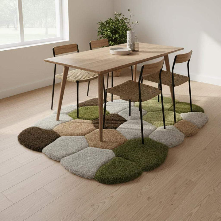 Translation missing: en.Hand-Tufted Wool Area Rug: Irregular Earth Tones Sculpted Carpet Teppich