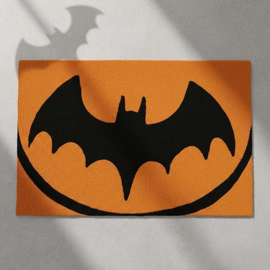 Translation missing: en.Hand-Tufted Wool Bat Rug: Halloween Gothic Decor, Orange &amp; Black