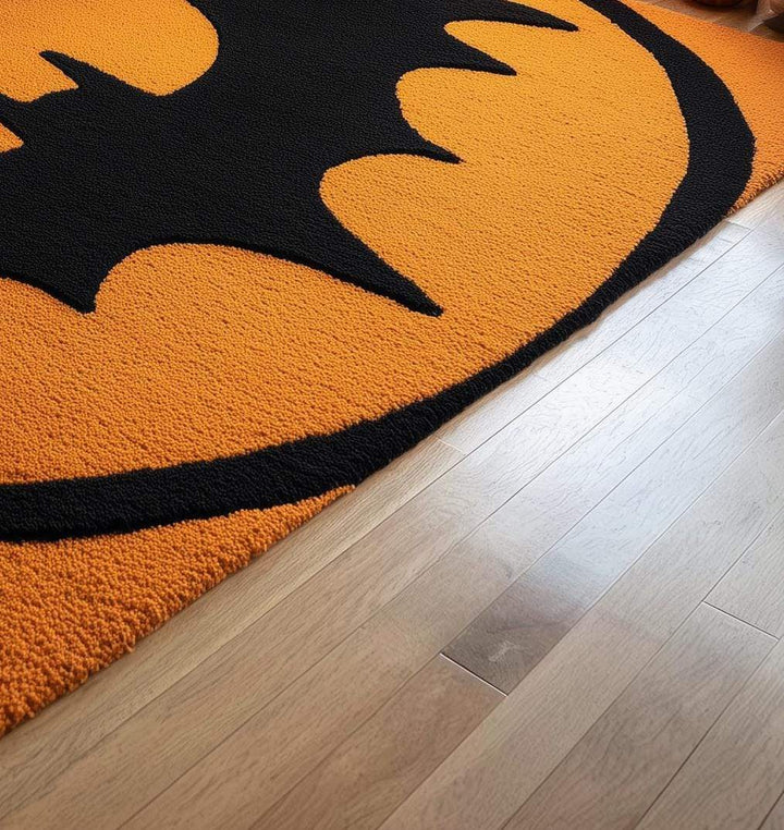 Translation missing: en.Hand-Tufted Wool Bat Rug: Halloween Gothic Decor, Orange &amp; Black