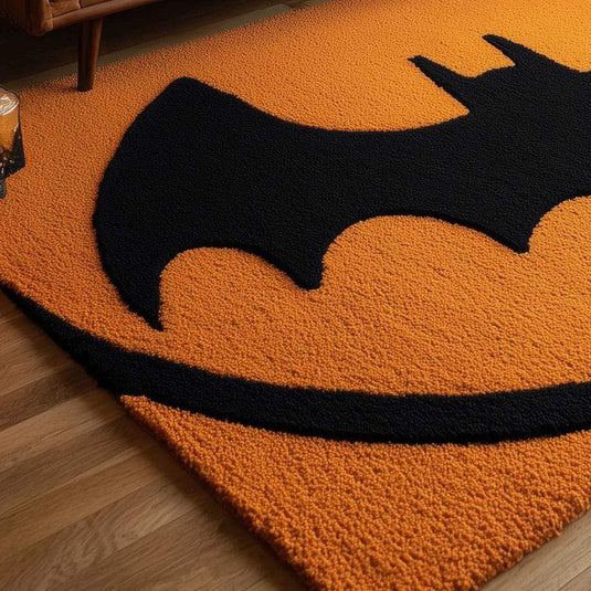Translation missing: en.Hand-Tufted Wool Bat Rug: Halloween Gothic Decor, Orange &amp; Black