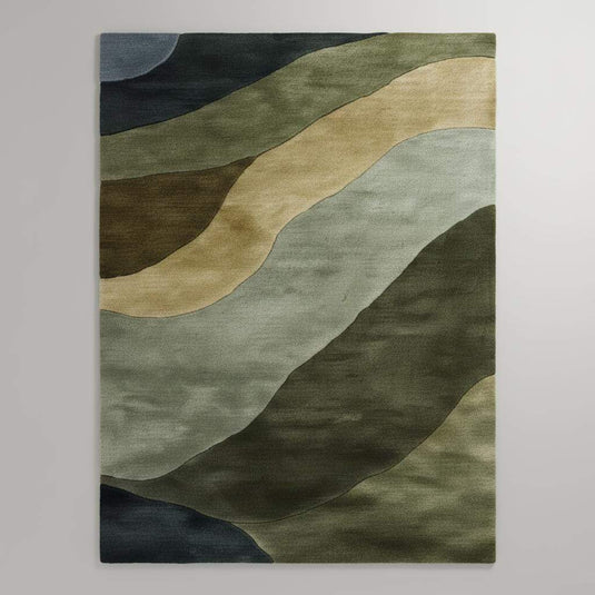 Translation missing: en.Hand tufted wool rug with abstract landscape design in earth tones for modern living rooms