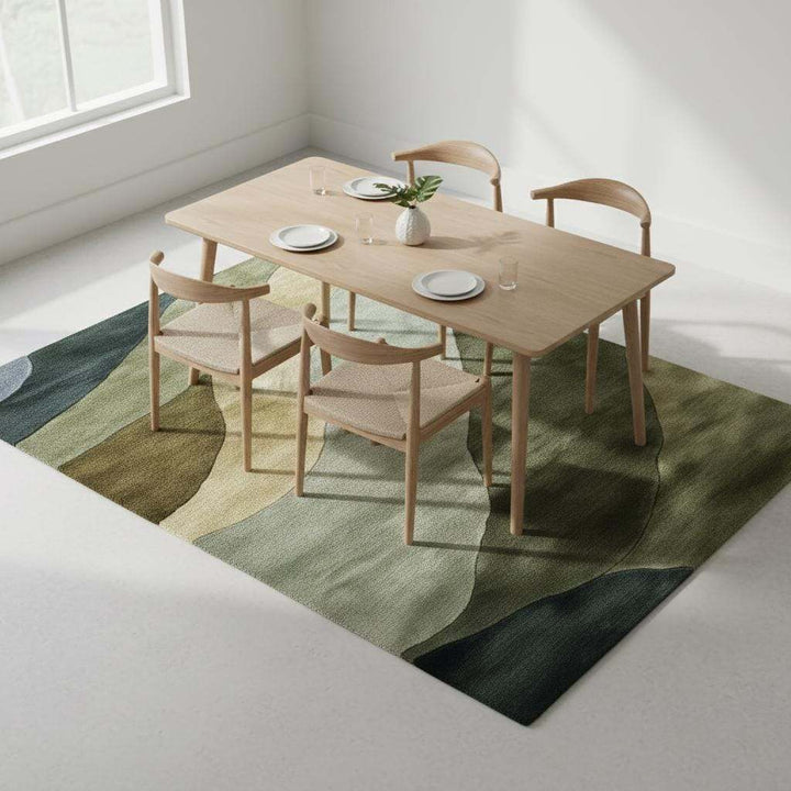 Translation missing: en.Hand tufted wool rug with abstract landscape design in green and earth tones for modern living spaces