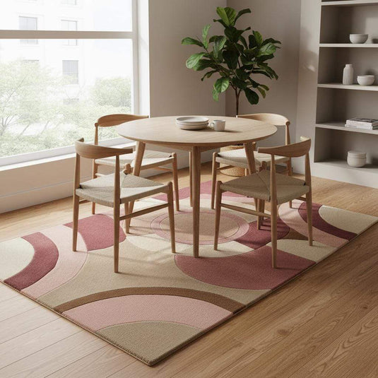 Translation missing: en.Hand-Tufted Wool Rug – Pastel Pink Art Deco Geometric Carpet