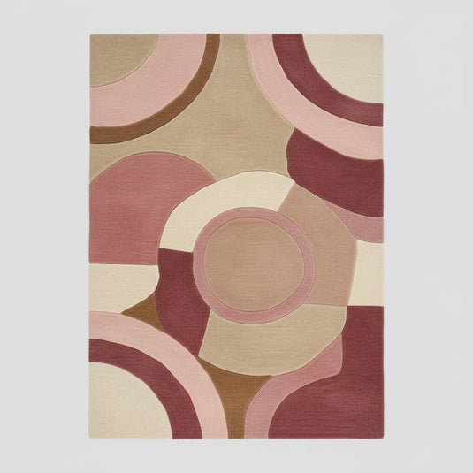 Translation missing: en.Hand-Tufted Wool Rug – Pastel Pink Art Deco Geometric Carpet