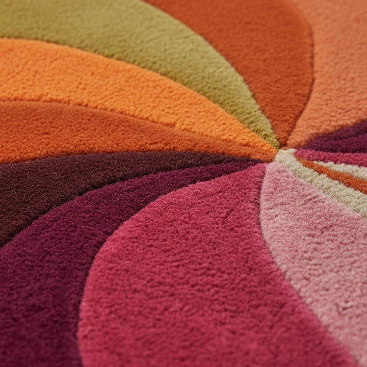 Translation missing: es.Hand-Tufted Round Wool Rug: Retro Swirl, 70s Boho Style