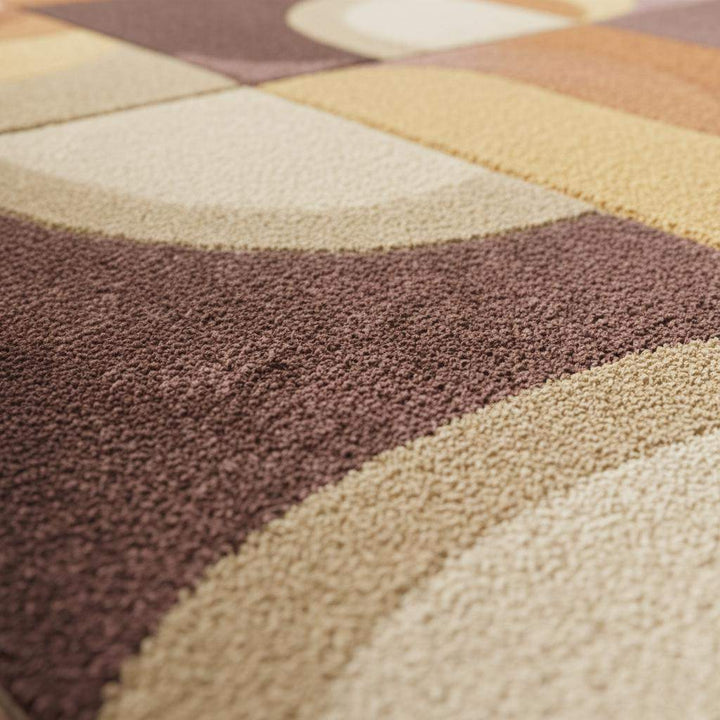 Translation missing: en.Hand-tufted Geometric Wool Rug — Mid-Century Modern Abstract Area Rug, Mustard Terracotta Plum, 5x7 6x9 7x10, Living Room Statement Decor