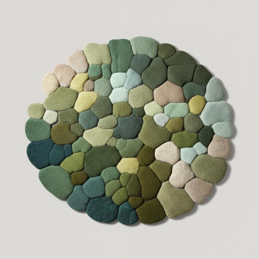 Translation missing: en.Hand-tufted Pebble Round Rug — Thick Textured Green Area Rug for Living Room, Cozy Accent Rug, Modern Boho Carpet — Handcrafted Teppich