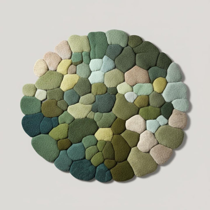 Translation missing: en.Hand-tufted Pebble Round Rug — Thick Textured Green Area Rug for Living Room, Cozy Accent Rug, Modern Boho Carpet — Handcrafted Teppich
