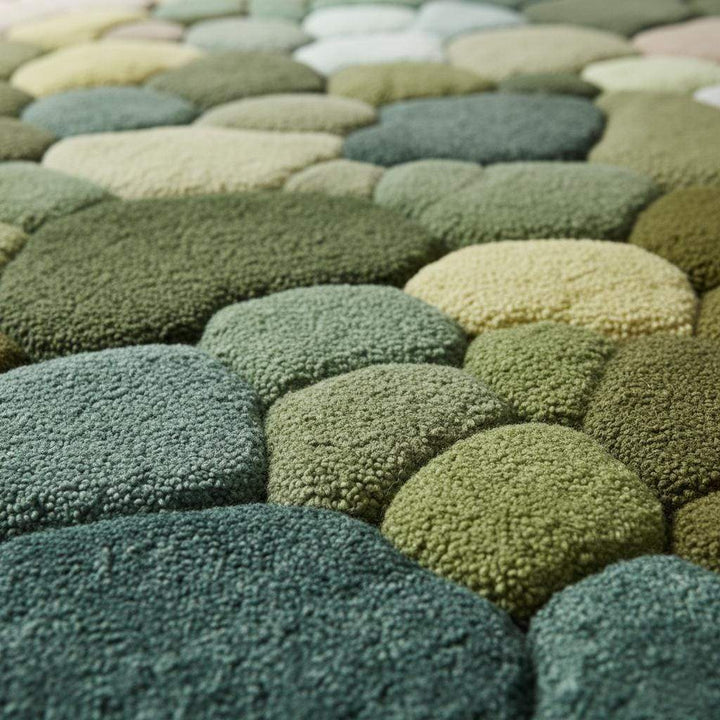 Translation missing: en.Hand-tufted Pebble Round Rug — Thick Textured Green Area Rug for Living Room, Cozy Accent Rug, Modern Boho Carpet — Handcrafted Teppich