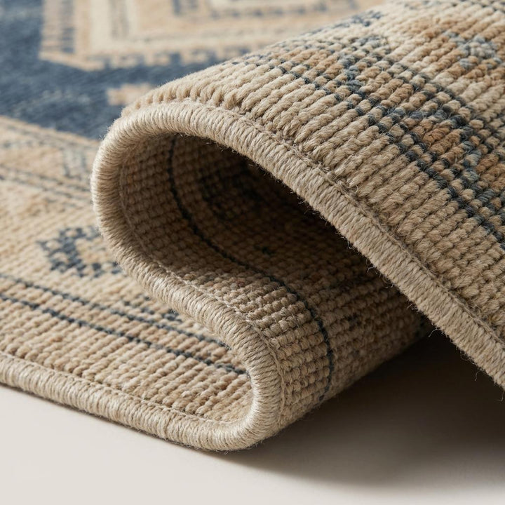 Translation missing: en.Hand Knotted Blue Geometric Wool Area Rug for Living Room