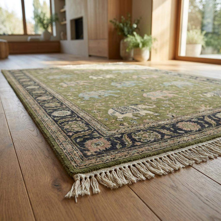 Translation missing: en.Hand Knotted Elephant Persian Area Rug for Living Room