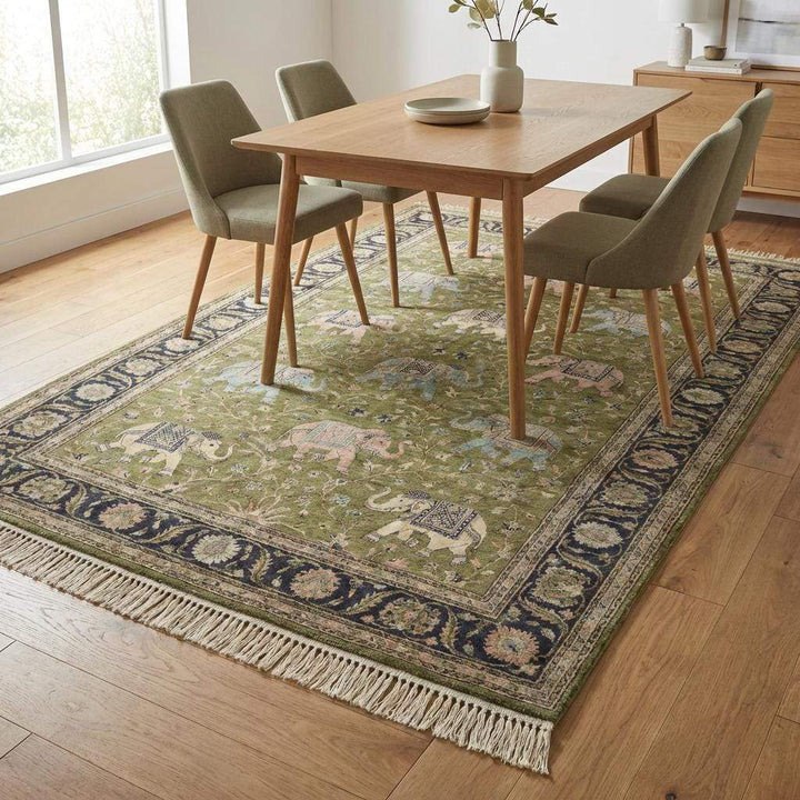 Translation missing: en.Rectangular hand knotted statement rug for traditional home décor
