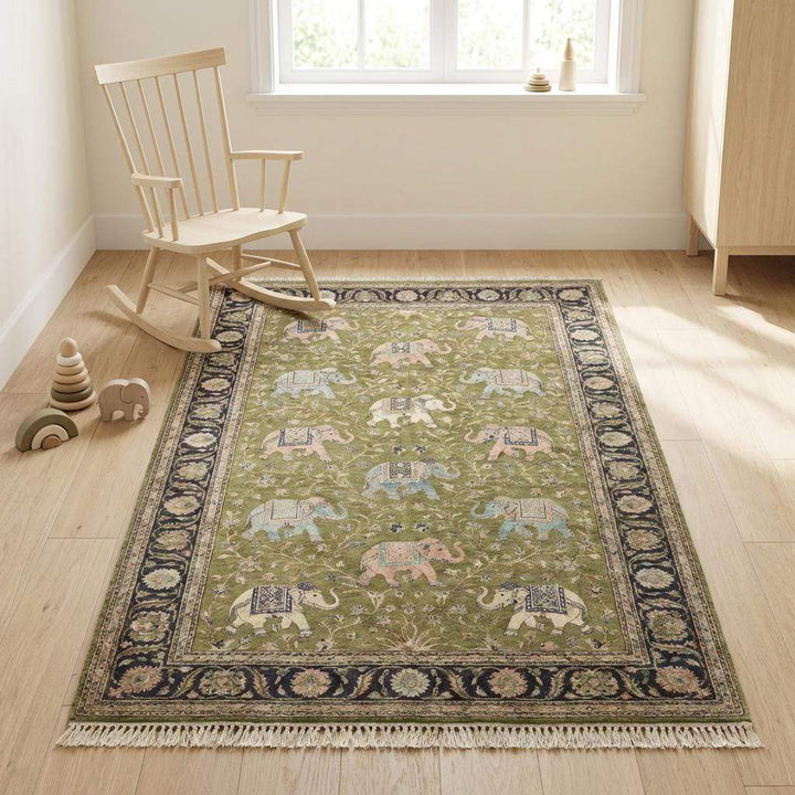 Translation missing: en.Hand Knotted Elephant Persian Area Rug for Living Room