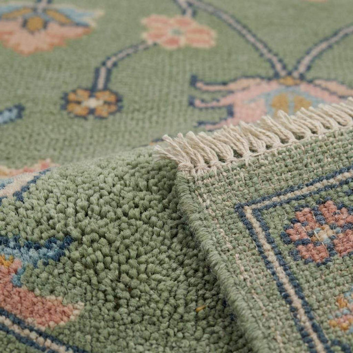 Translation missing: en.Hand Knotted Floral Animal Area Rug Sage Green Traditional Living Room