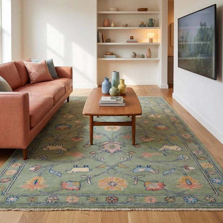 Translation missing: en.Hand knotted cotton foundation showing traditional loom woven structure, authentic handmade rug