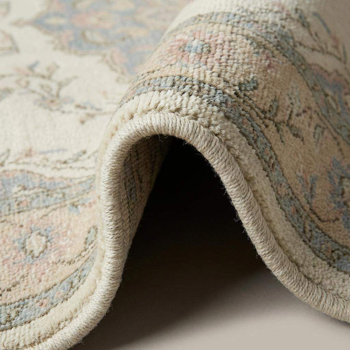 Translation missing: es.Hand Knotted Floral Wool Area Rug, Ivory Persian Style Home Decor