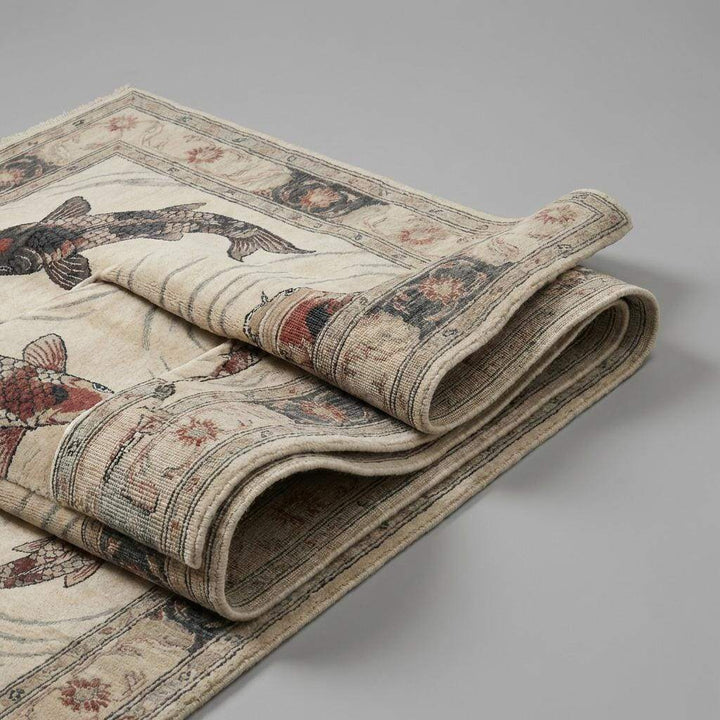 Translation missing: es.Hand Knotted Koi Fish Wool Rug Artistic Asian Style Area Carpet