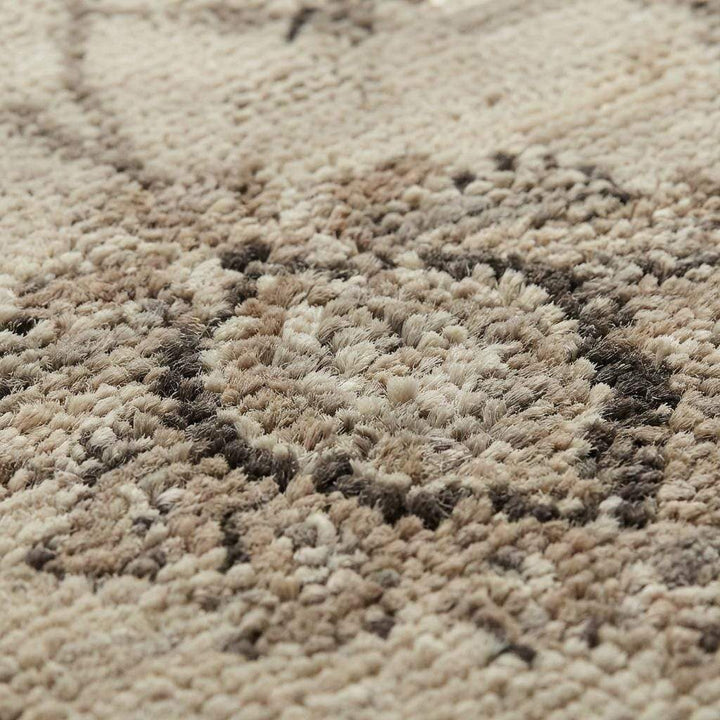 Translation missing: en.Hand Knotted Oushak Area Rug, Ivory Floral Wool Living Room Carpet