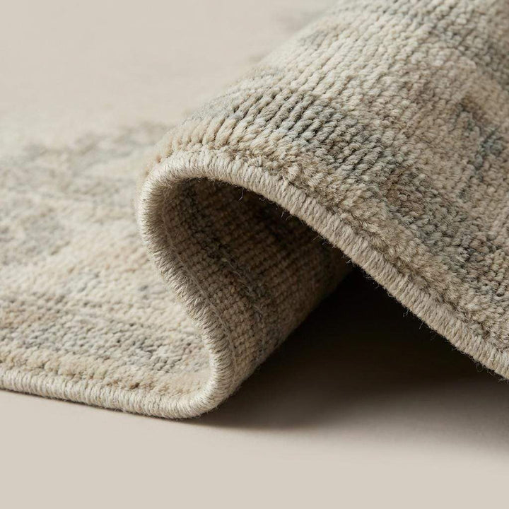 Translation missing: en.Hand Knotted Oushak Area Rug, Neutral Floral Wool Living Room Rug