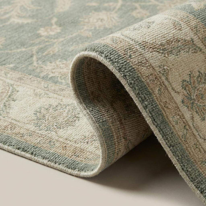 Translation missing: en.Hand Knotted Oushak Area Rug Sage Green Floral Wool Carpet