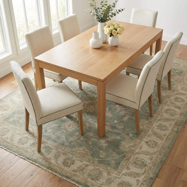 Translation missing: en.Hand Knotted Oushak Area Rug Sage Green Floral Wool Carpet