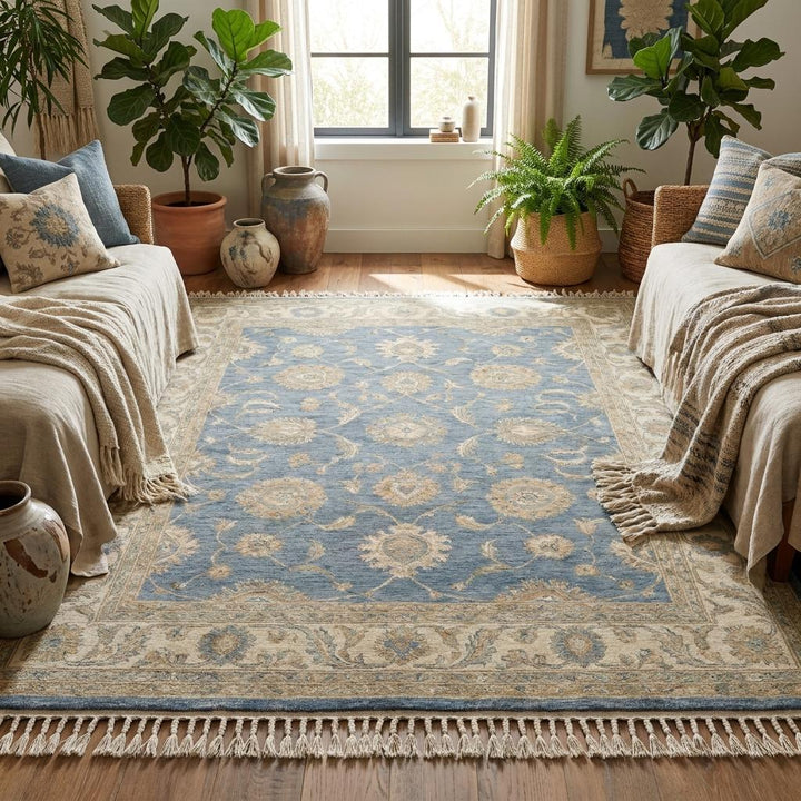 Translation missing: es.Vintage-inspired Oushak rug with botanical motifs and soft muted tones __etsy:8030552401