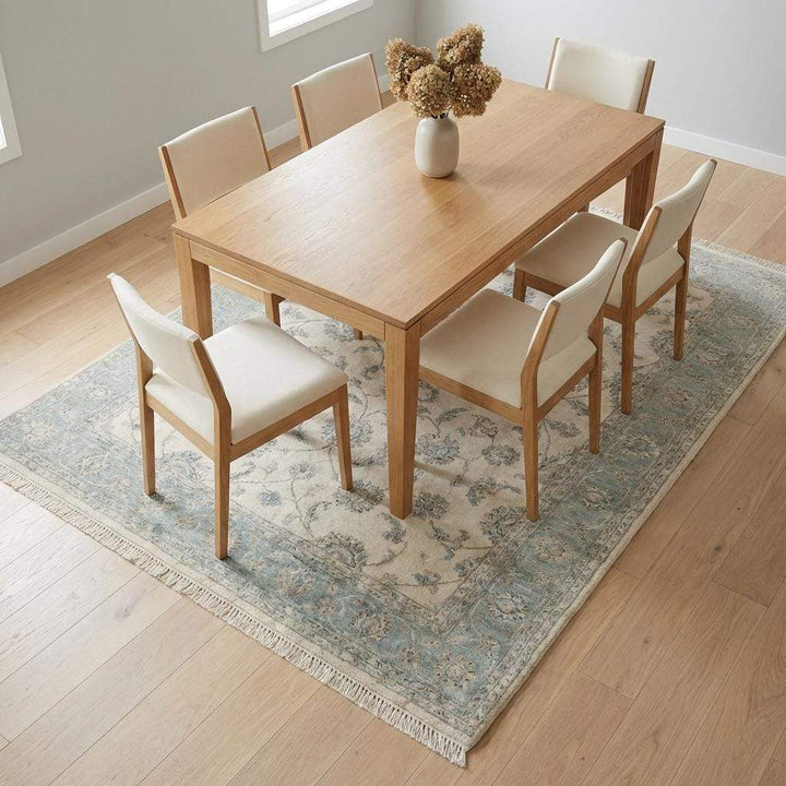 Translation missing: es.Hand Knotted Oushak Rug, Ivory Sage Floral Wool Area Rug