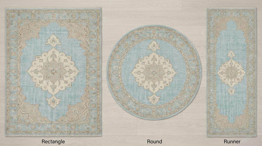 Translation missing: es.Hand Knotted Oushak Rug, Muted Blue &amp; Beige Wool Area Rug, Vintage Style Turkish Carpet, Large Coastal Farmhouse Living Room Decor, 8x10