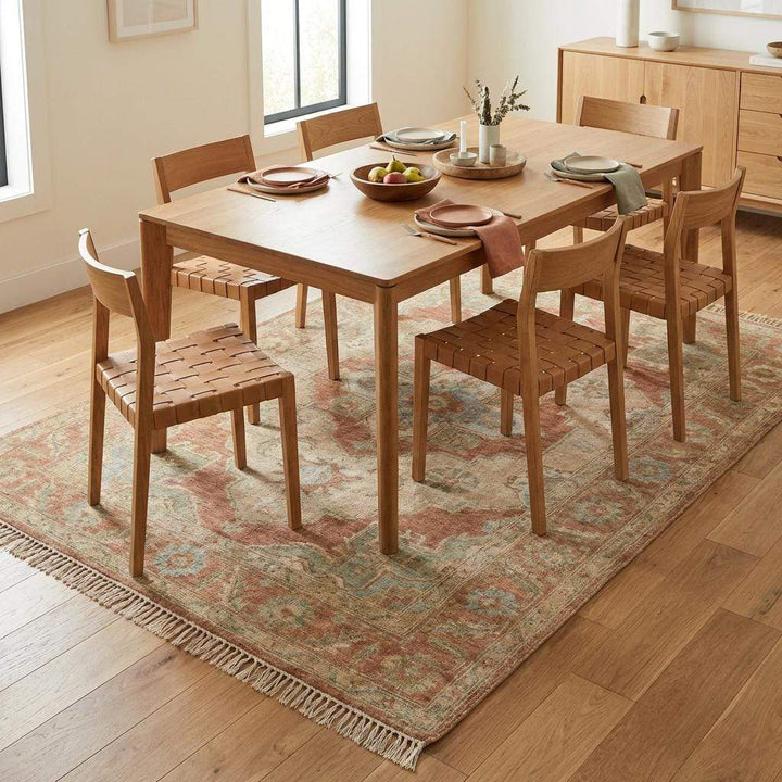 Translation missing: es.Hand Knotted Oushak Rug, Muted Terracotta Sage Wool Rug, Turkish Vintage Style Area Rug