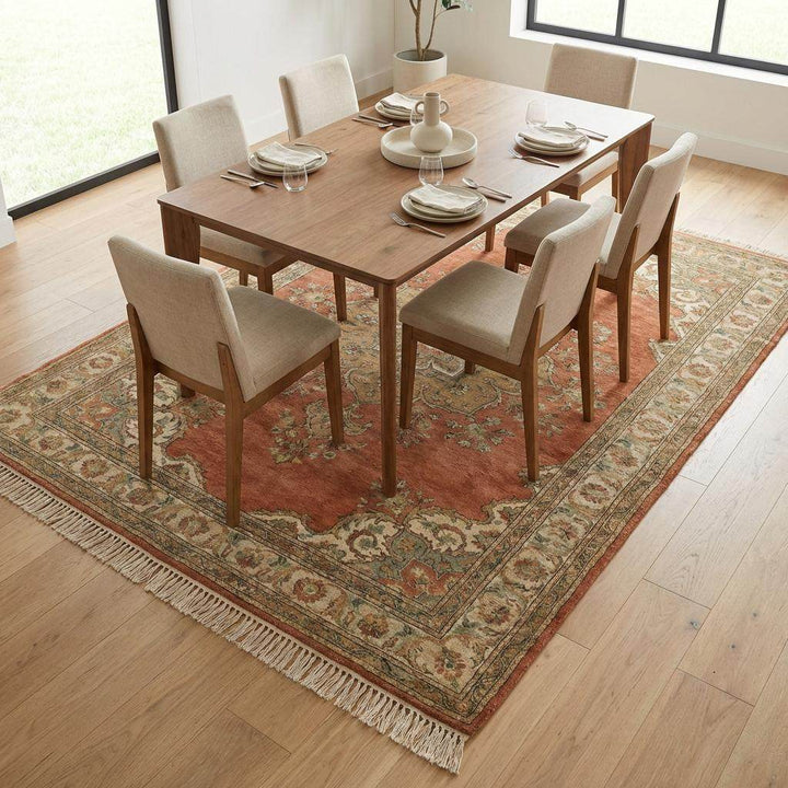 Translation missing: es.Hand Knotted Oushak Rug, Rust Medallion Wool Area Rug