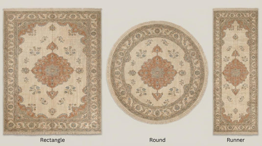 Translation missing: es.Rectangle hand knotted rug suitable for living room, bedroom, or runner hallway layout with traditional Oushak pattern __etsy:7982646722