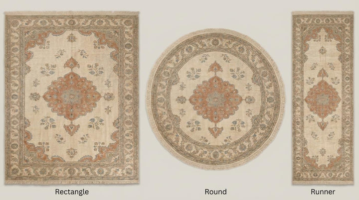 Translation missing: en.Rectangle hand knotted rug suitable for living room, bedroom, or runner hallway layout with traditional Oushak pattern __etsy:7982646722