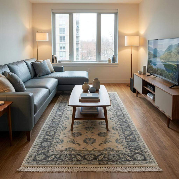 Translation missing: es.Artisan made wool Oushak runner with classic Persian floral design