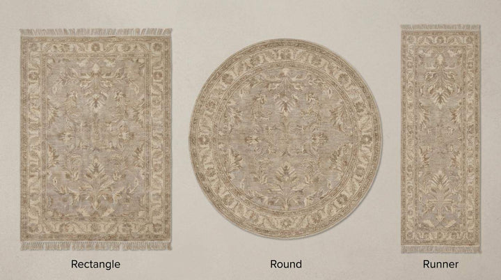 Translation missing: en.Hand Knotted Oushak Style Rug Neutral Beige Floral Vintage Wool Area Rug Living Room Handmade Persian Inspired Carpet 9x12 , 8x10