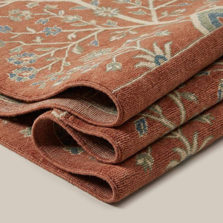 Translation missing: es.Hand Knotted Oushak Tree of Life Wool Area Rug in Terracotta