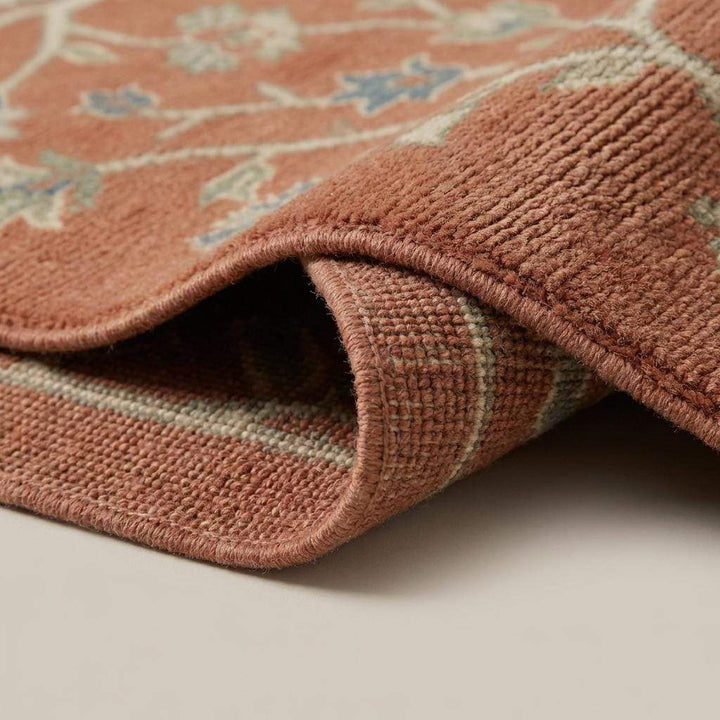 Translation missing: es.Hand Knotted Oushak Tree of Life Wool Area Rug in Terracotta