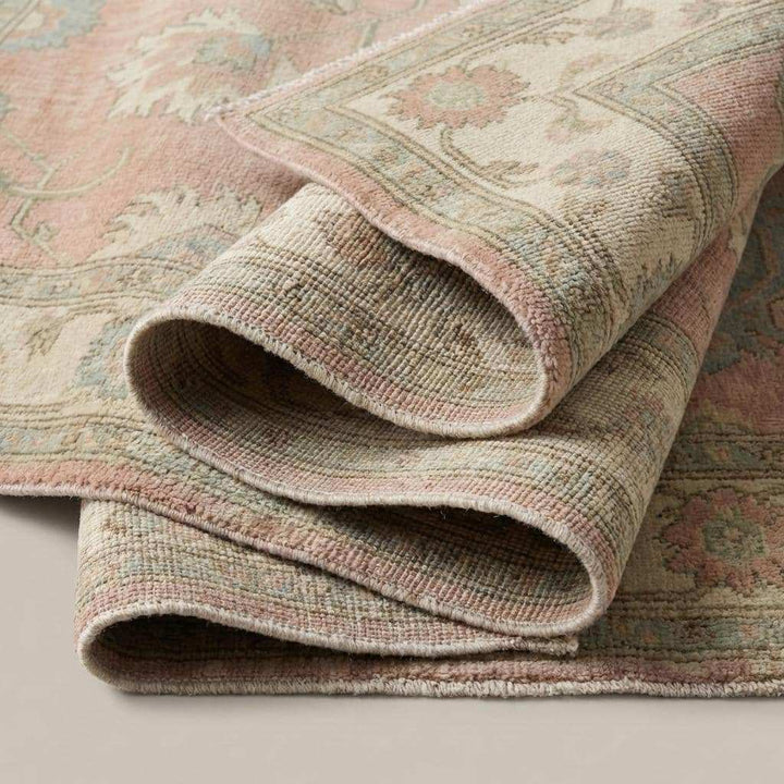 Translation missing: en.Hand Knotted Oushak Turkish Floral Wool Area Rug Soft Pastel Decor