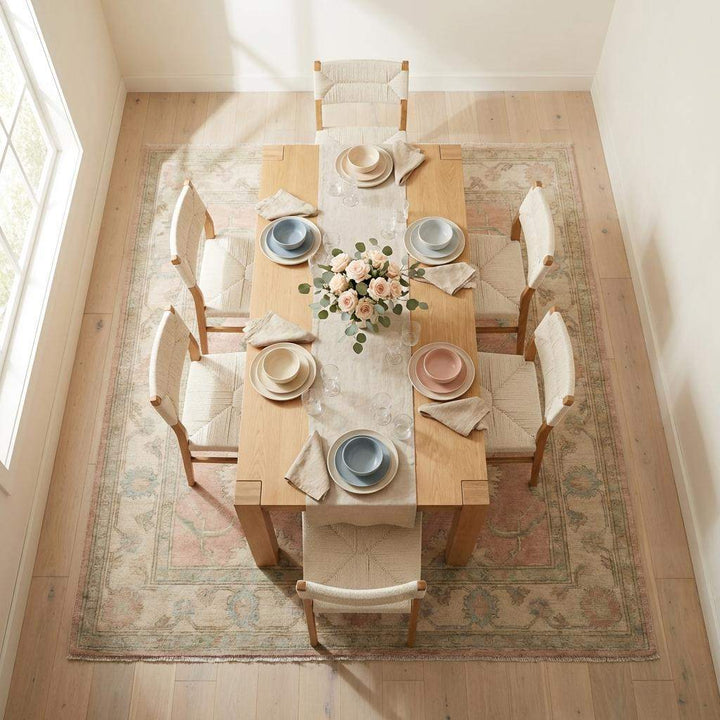 Translation missing: en.Hand Knotted Oushak Turkish Floral Wool Area Rug Soft Pastel Decor