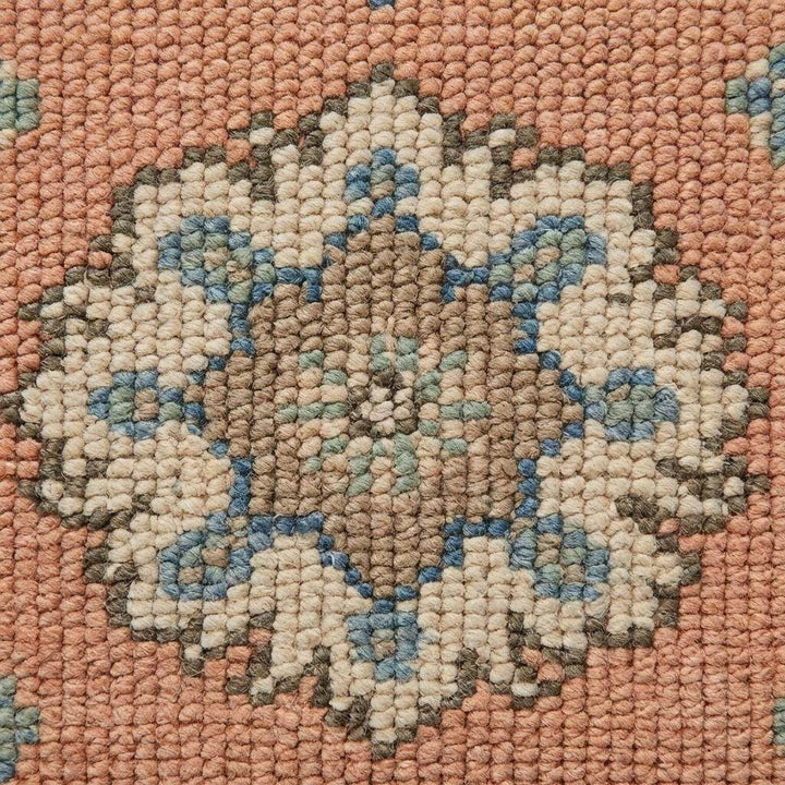 Translation missing: en.Hand Knotted Oushak Turkish Rug Wool Peach Sage Floral Area Rugs for Living Room Bedroom